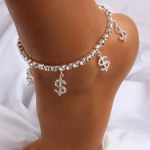 💥BRAND NEW SPARKLING RHINESTONE DOLLAR SIGN CHARM ANKLET💥